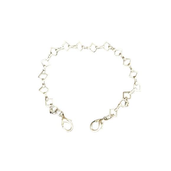 Unbranded Jewelry - Silver Tone Geometric Square Diamond Link Bracelet Dual Lobster Clasp 6.5 Inch